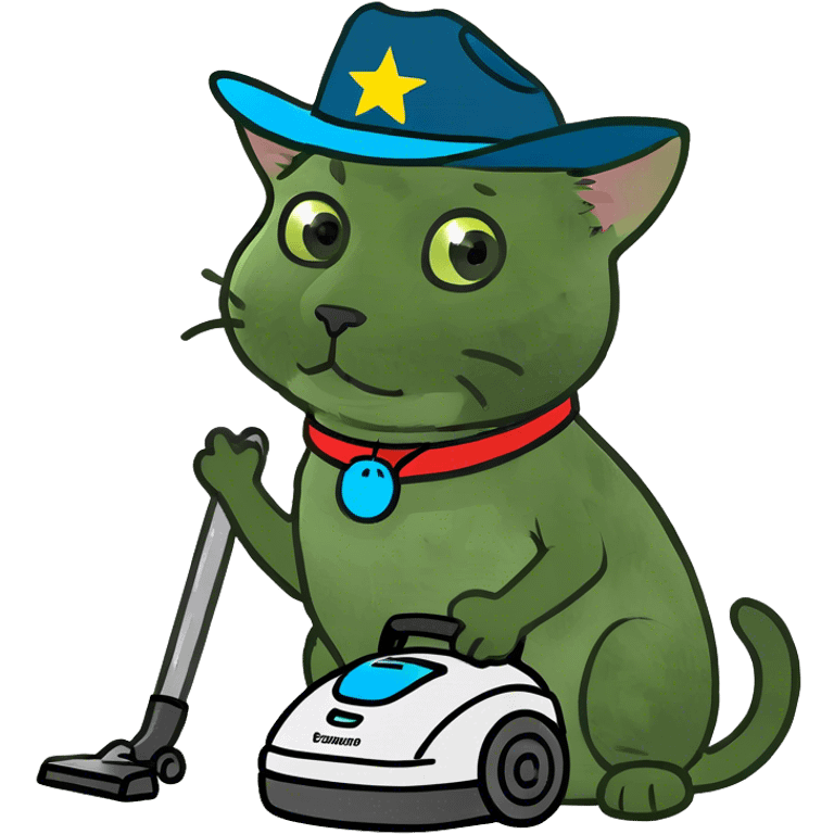 A cat riding a vacuum cleaner  emoji