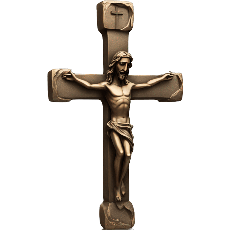 bronze cross statue with christ emoji