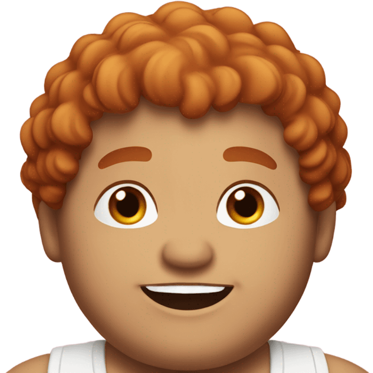 Bading redish curly few hair guy with corners in the hair chubby smiling emoji