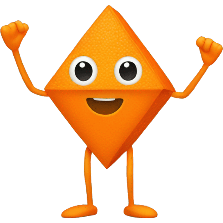 Orange Rhombus shape with a face, arms and legs, doing something random emoji