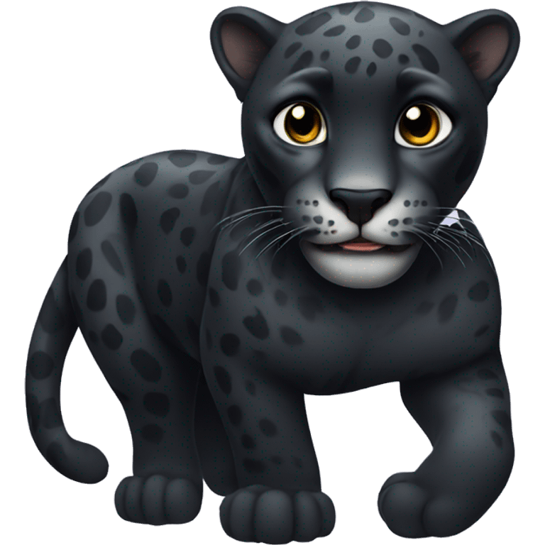 Black jaguar look cute emoji