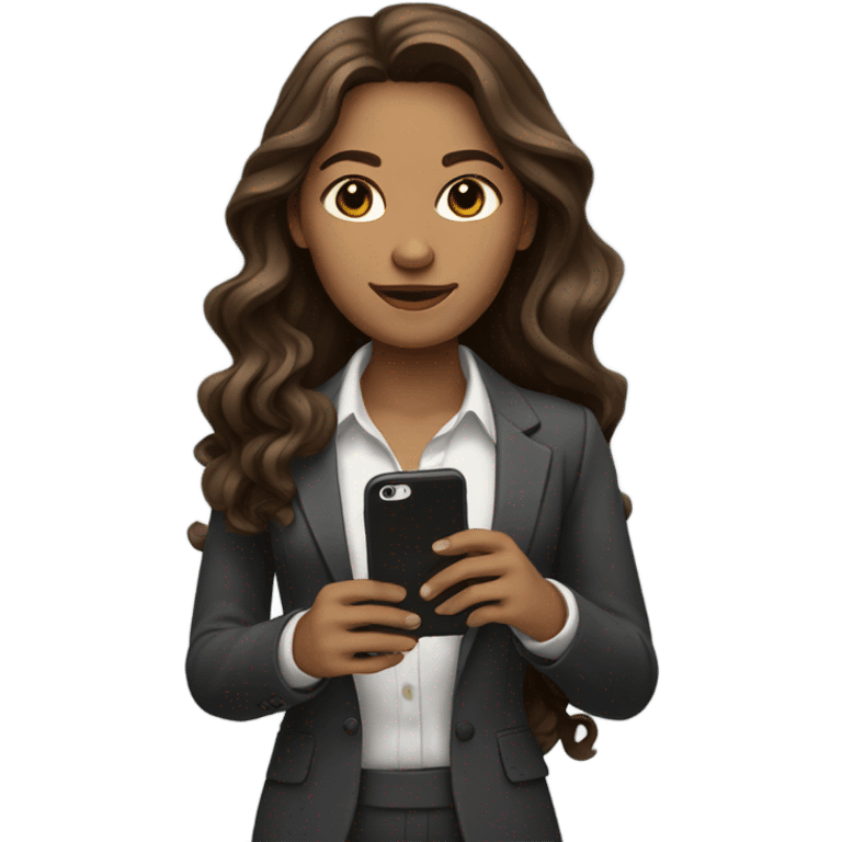 business woman with long wavy brown hair on the iphone emoji