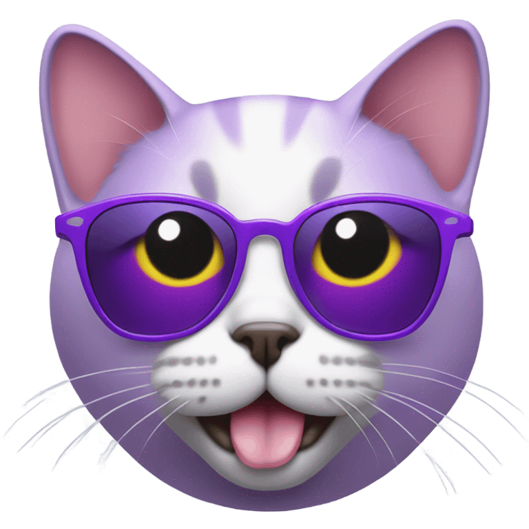 Cat wearing purple sunglasses with tongue sticking out  emoji