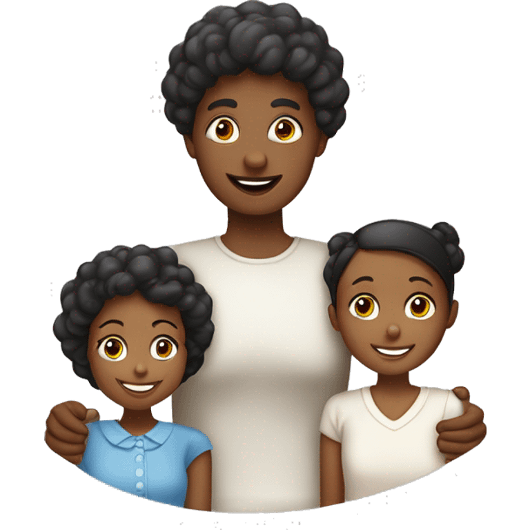 Família pai branco com esposa negra e filha menina e menino emoji