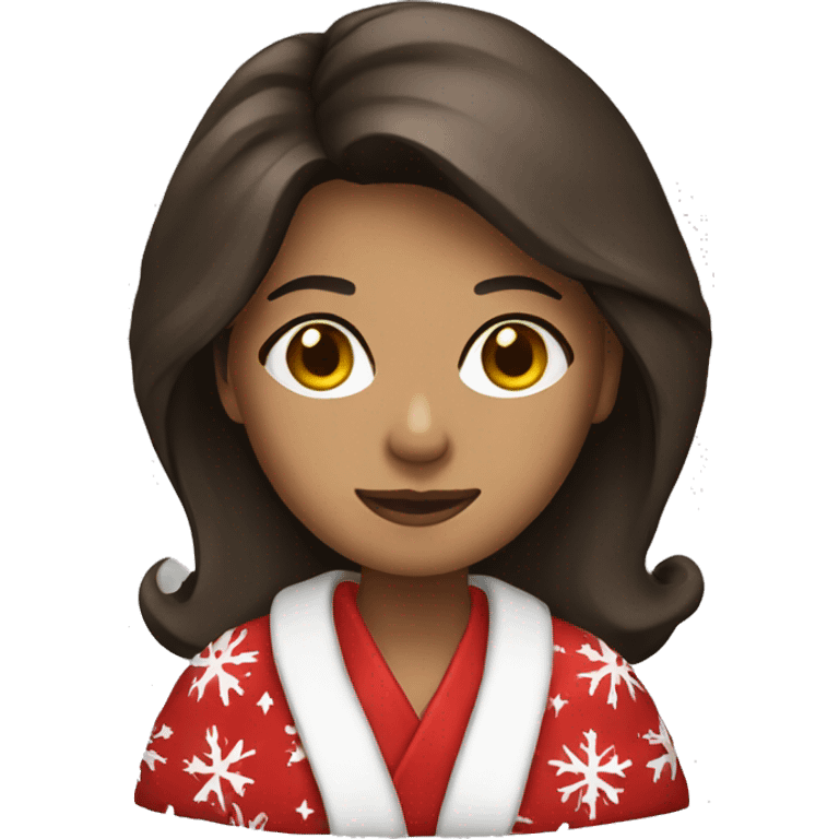 Brunette in Christmas robe  emoji