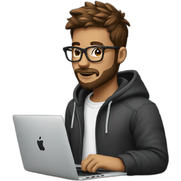 hipster with hoodie and a macbook emoji