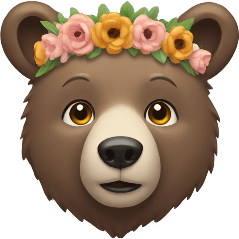 Bear wearing a flower crown emoji