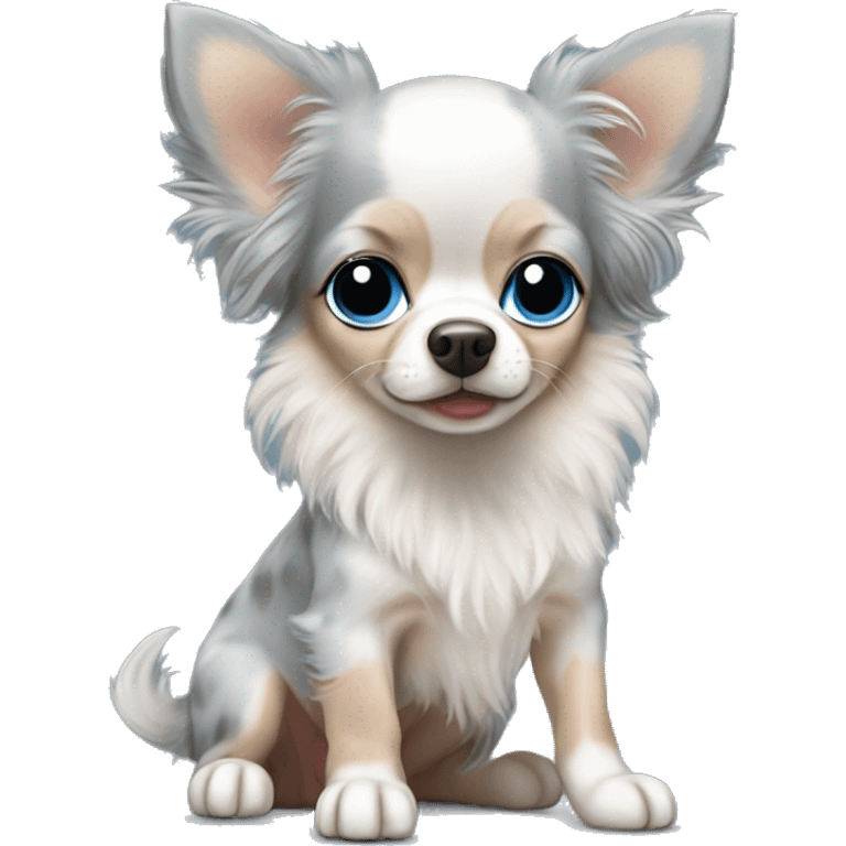 chihuahua longhair Merle baby blue eyes emoji