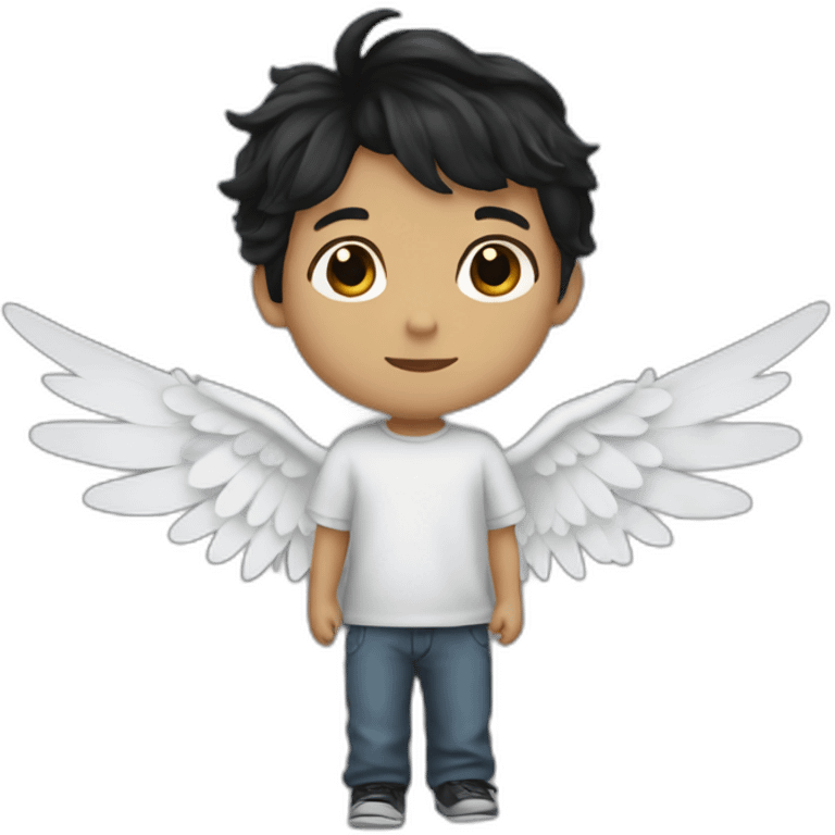 white 2 year old black hair gabriel with wings emoji