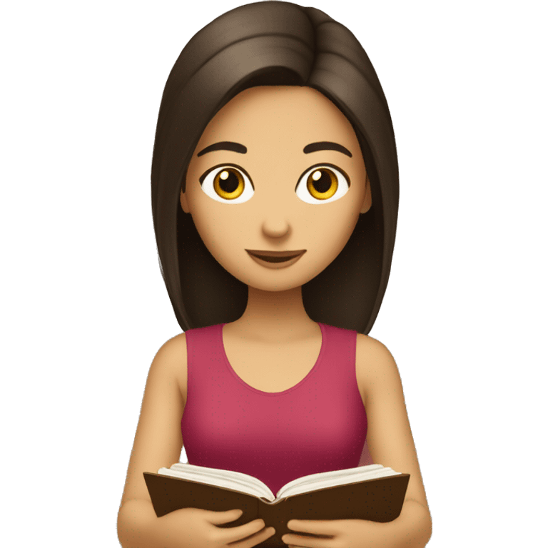 Brunette girl reading a book emoji