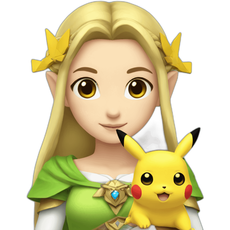 Princess Zelda holding a pikachu emoji