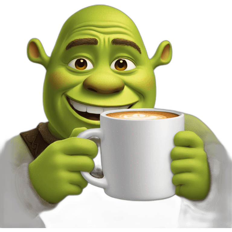 shrek holding a cup of coffee emoji