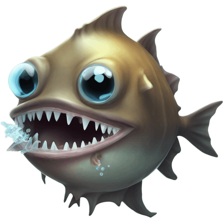 Anglerfish with glowing lure, sharp teeth, and big eyes. emoji