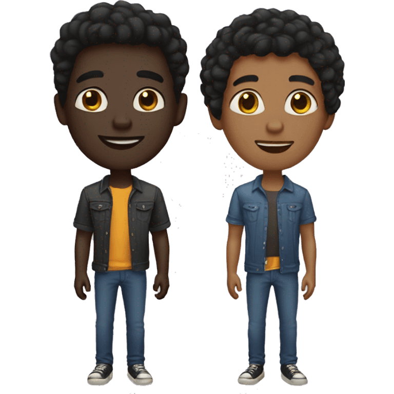 darkskin and light skin black men gay couple emoji