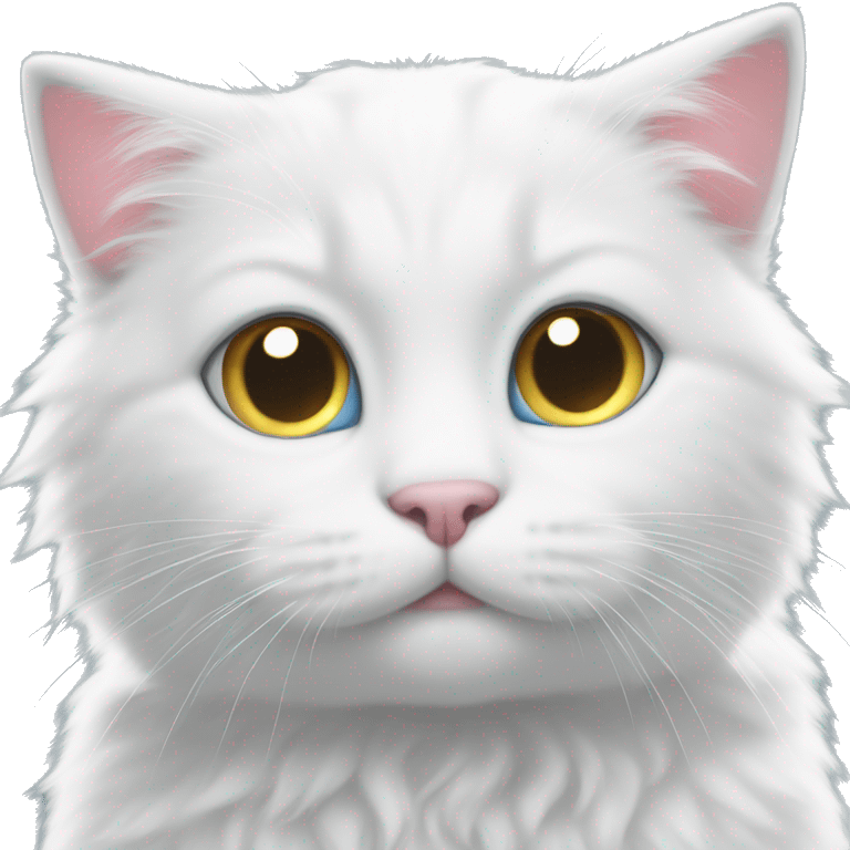 cute fluffy white kitty was sparkly eyes emoji