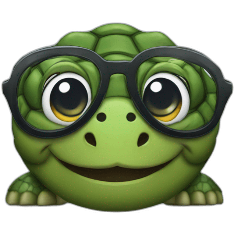 Turtle with glasses and curly hair emoji