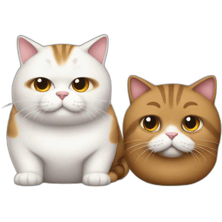 Two fat cats, one brown and one white emoji