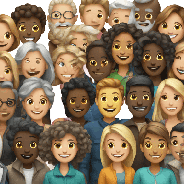 happy group with diverse ages emoji