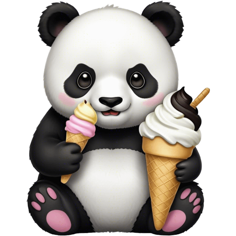 Panda eating ice cream emoji