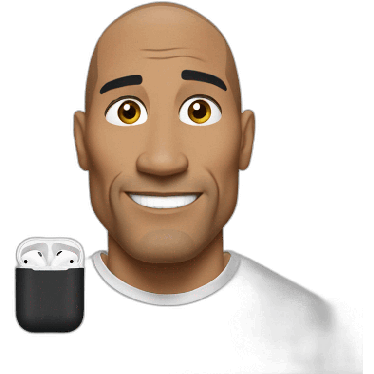 the rock johnson with airpods  emoji