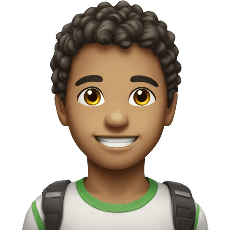 realistic portrait of a boy with smile emoji