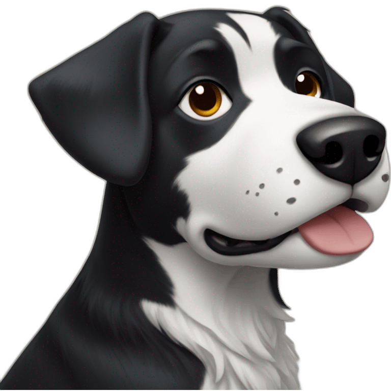 Black dog with White patches emoji