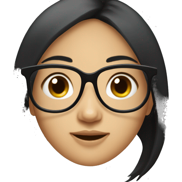 Black hair asian girl with black rectangle glasses emoji