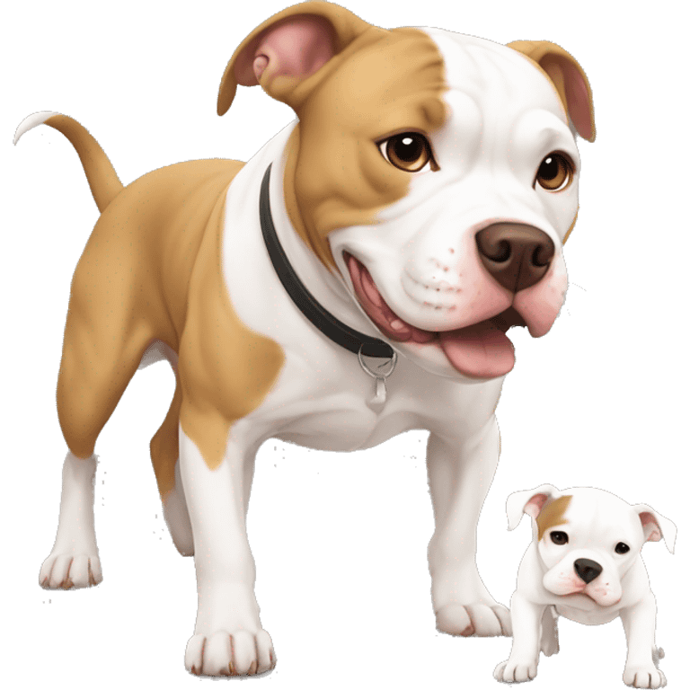 Light brown Pitbull playing with white American Bulldog emoji