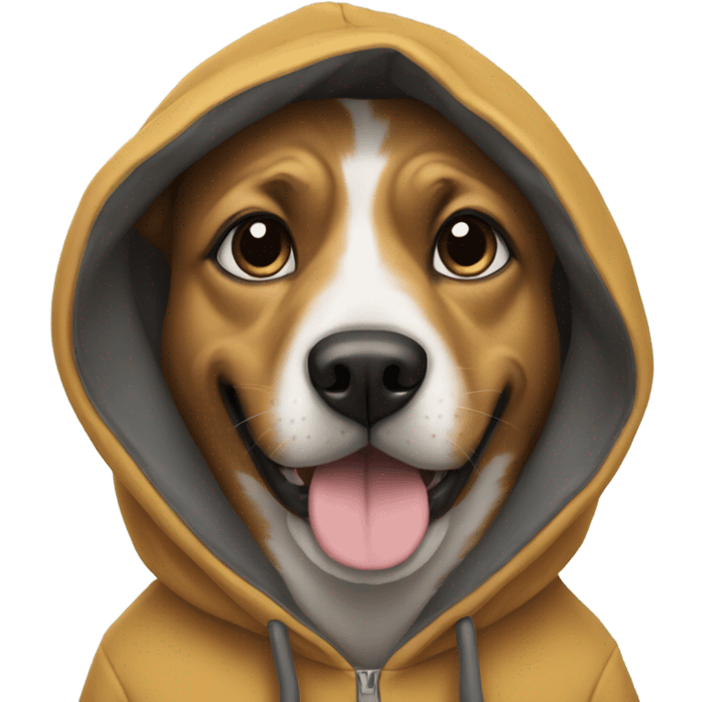 A dog wearing a hoodie  emoji