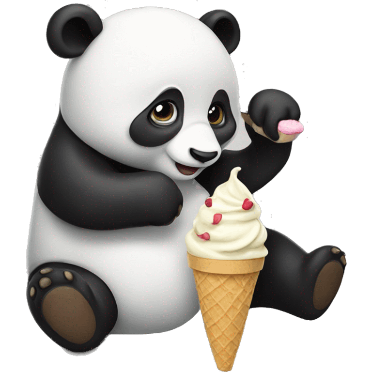 Panda eating ice cream emoji