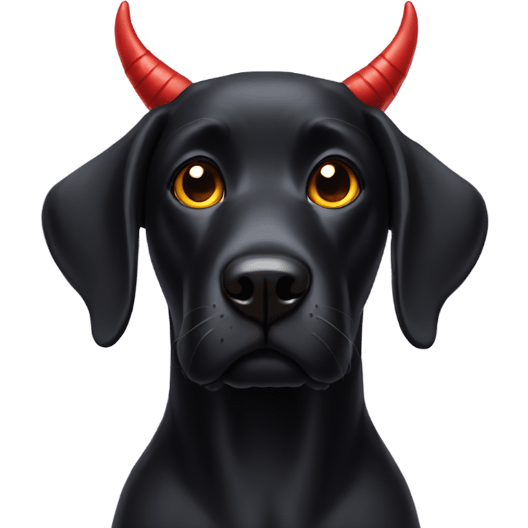 Black Labrador with devil horns emoji