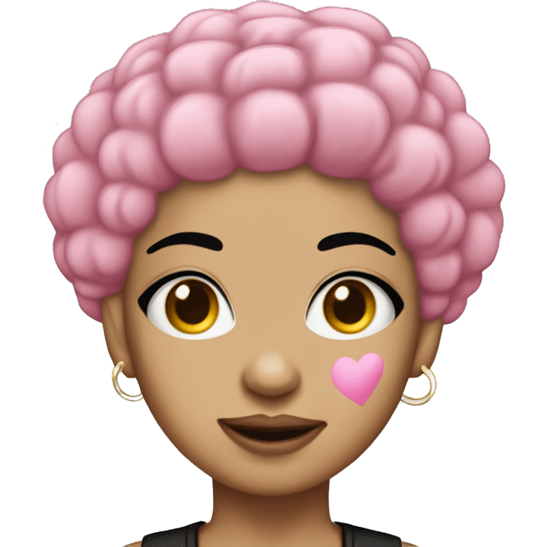 light skin girl with pink afro hair and nose pierced with black eyebrows and looks like the rapper icespice emoji