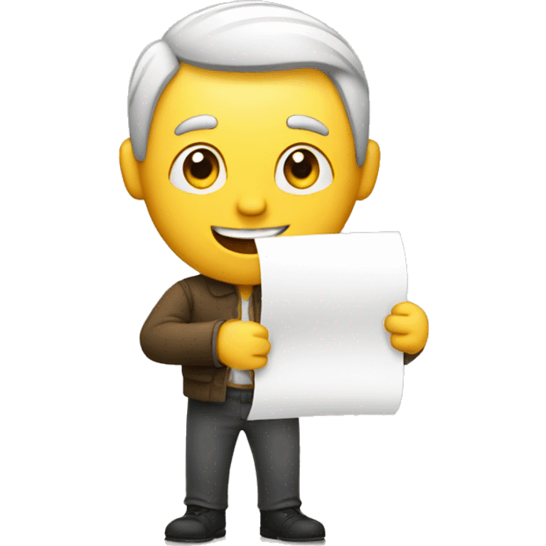 man showing a sheet of paper emoji