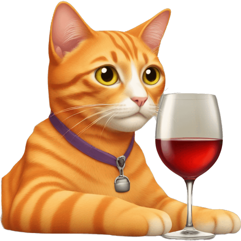 Orange cat drinking wine emoji