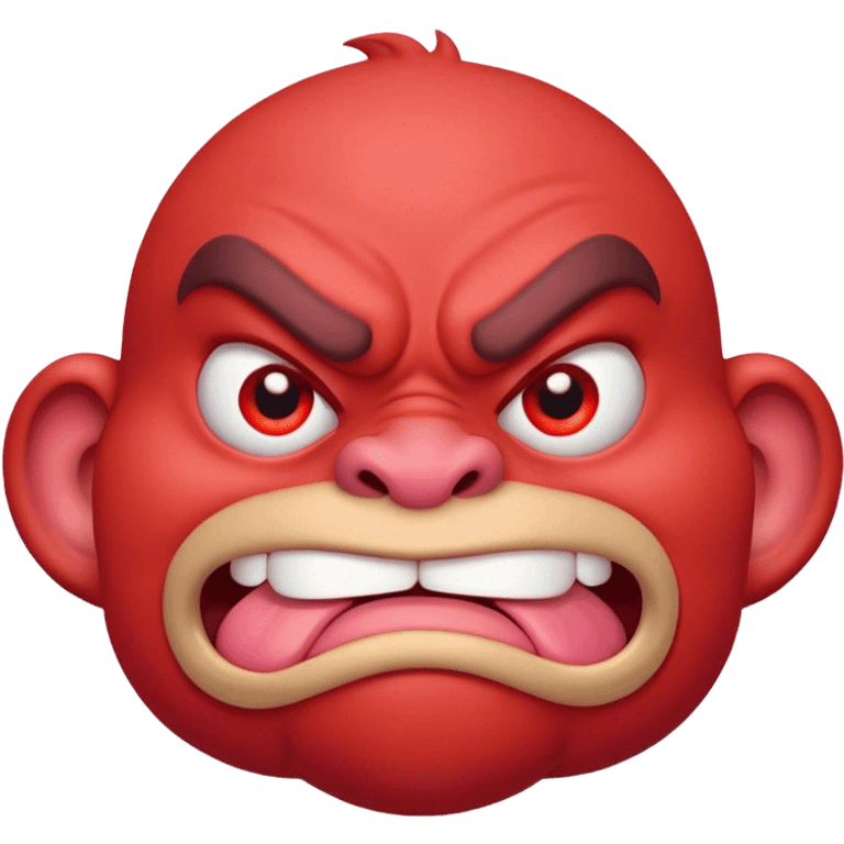 Combine the red ogre emoji, the hot emoji, and the eyes looking emoji into a new emoji with an aroused, but curiously nervous expression on its face emoji