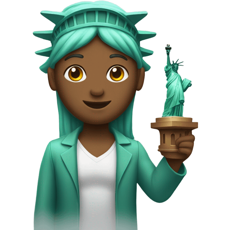 Iphone holding the Statue of Liberty  emoji