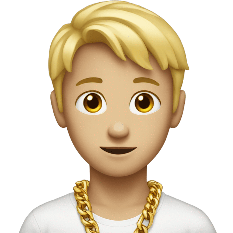 Blond boy with gold 11:11 chain emoji