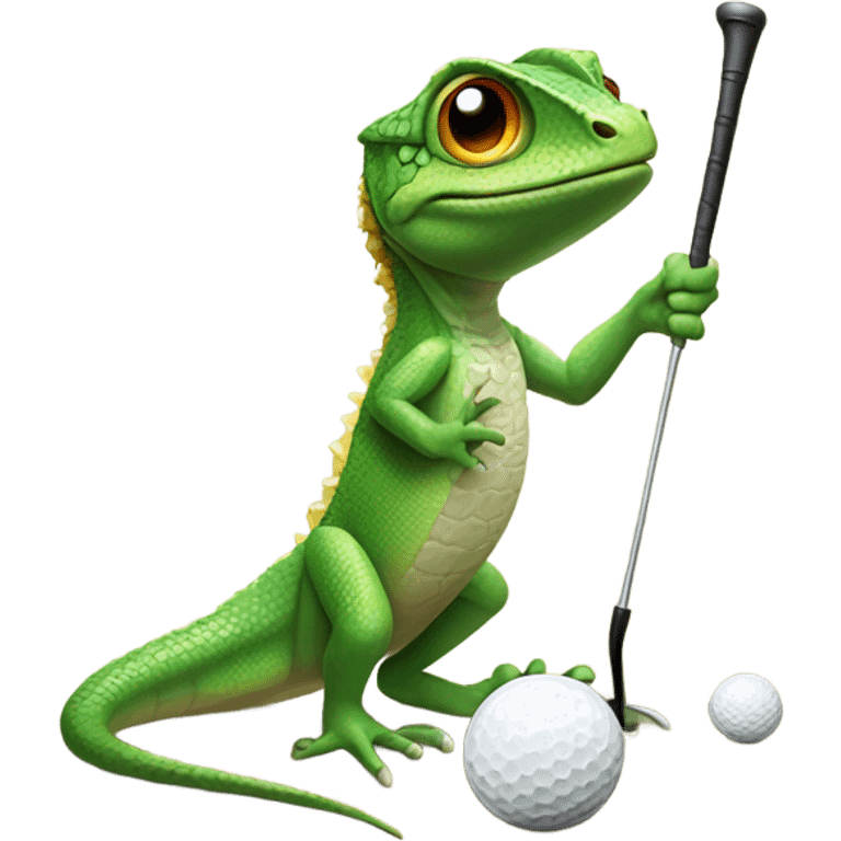 Lizard playing golf emoji