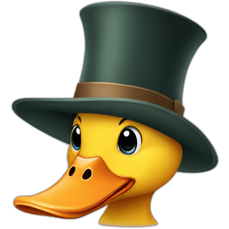 A duck with a hat emoji