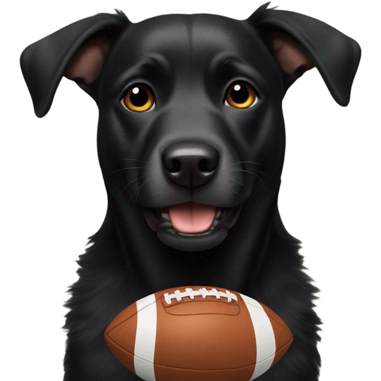 Black dog with football emoji