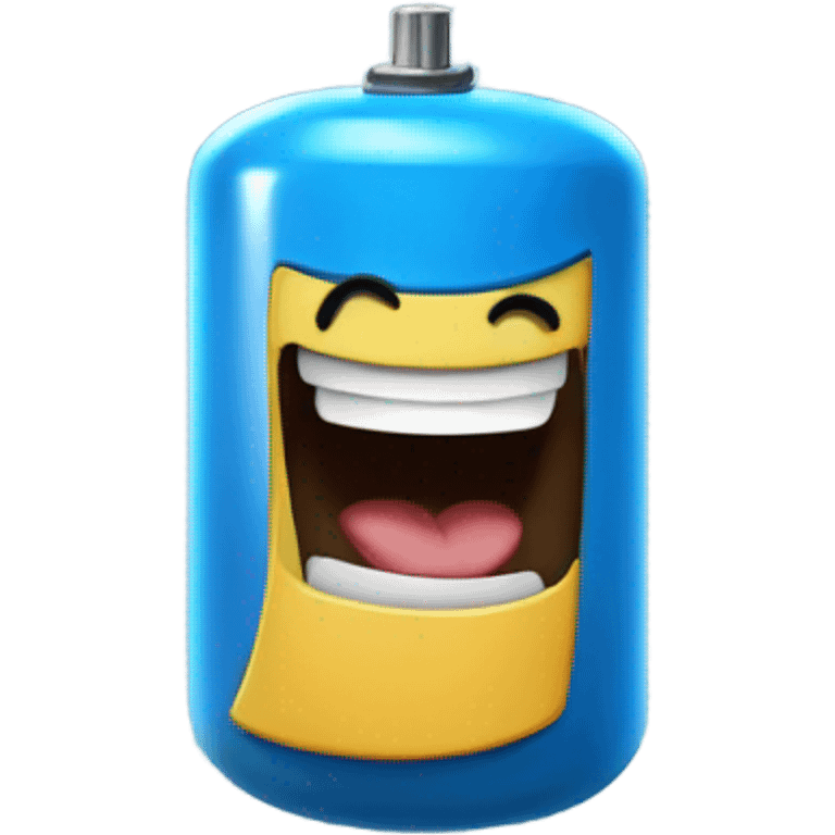 A blue capacitor laughing emoji