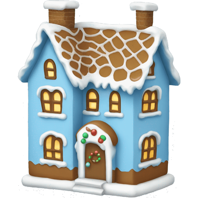 Cosy light blue gingerbread house  emoji