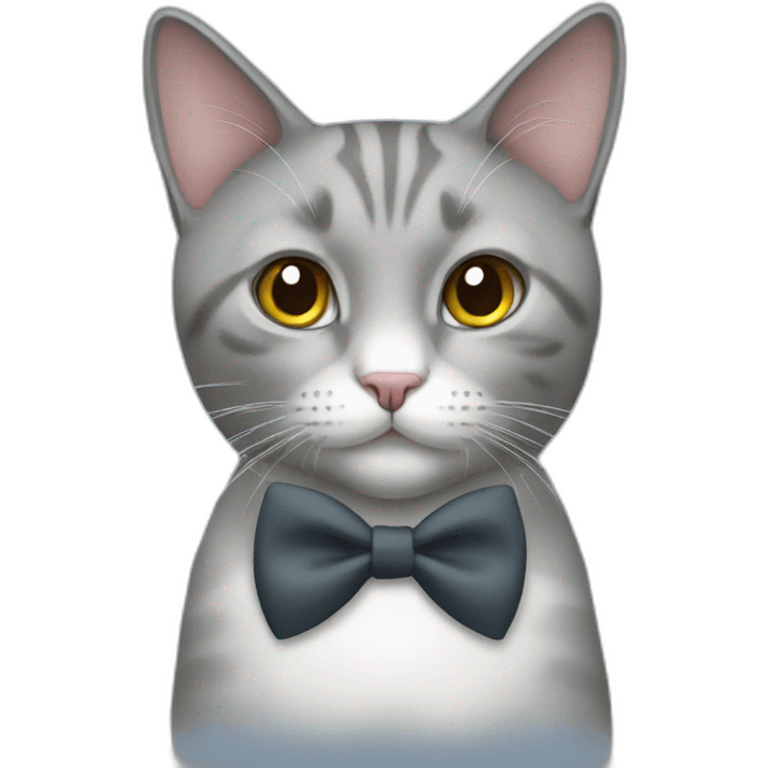 Grey cat using a bow tie  emoji