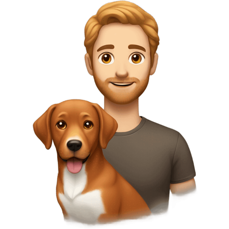   brown haired man and fox red labrador retriever emoji