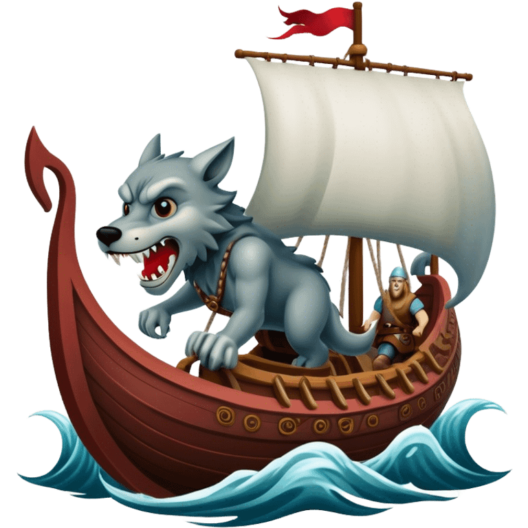 Viking ship with wolf ba emoji