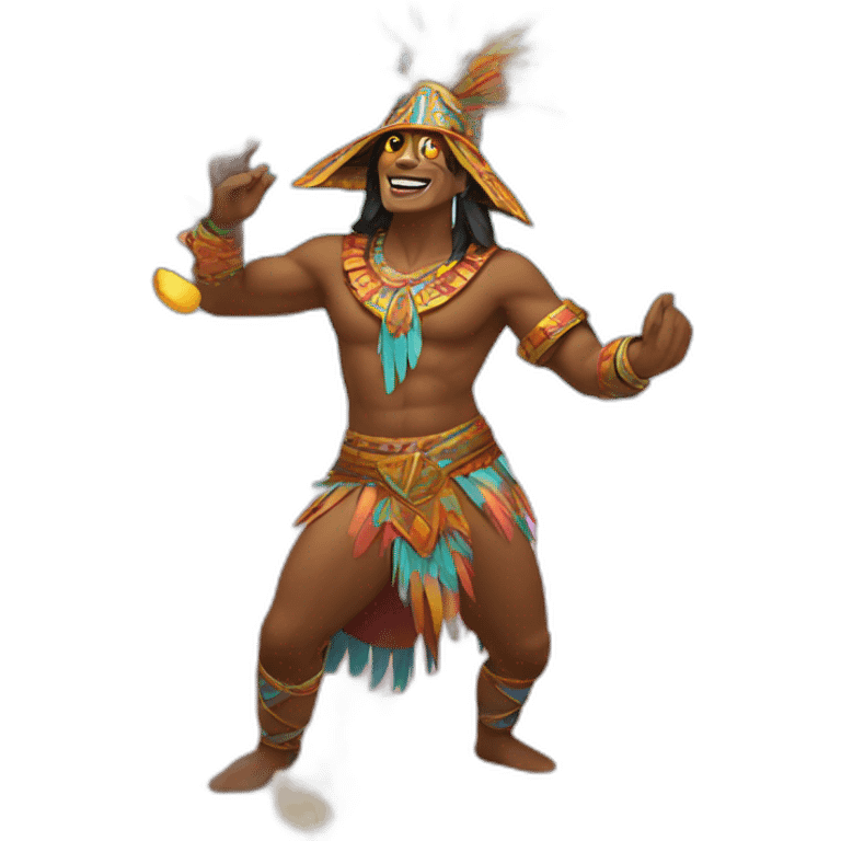 Aztec sorcerer dancing in a club with confetti and lights  emoji