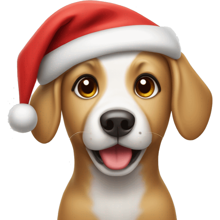 Cute Dog wearing a Santa hat emoji