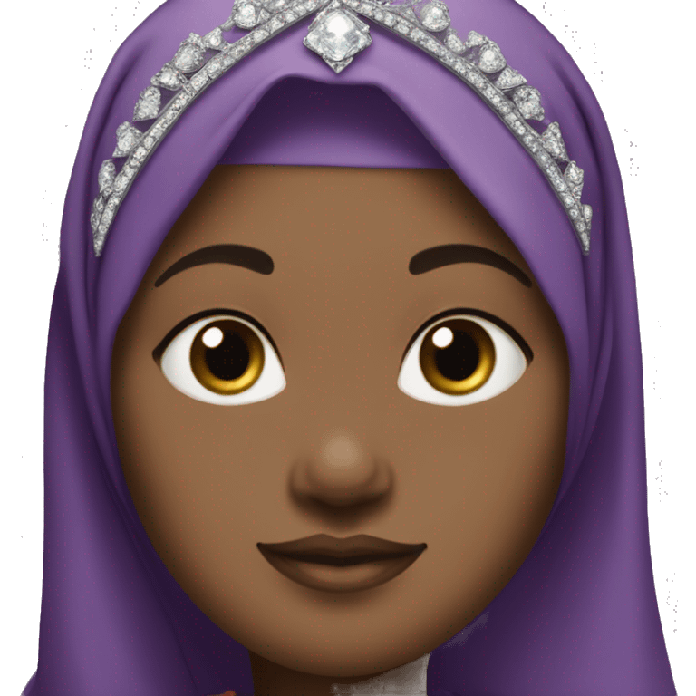 Chubby Black Hijabi in purple with diamond tiara emoji