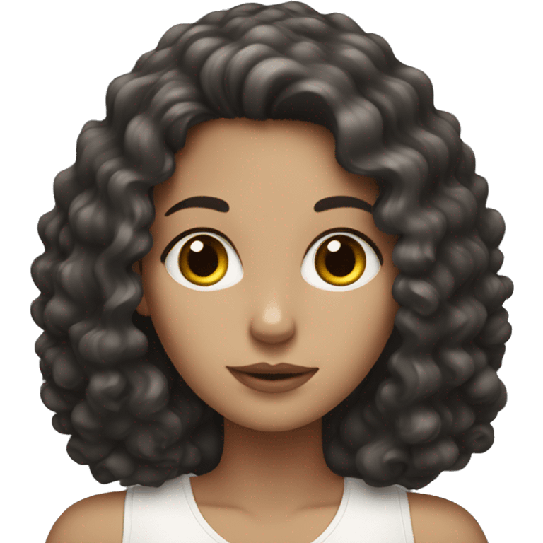 White girl with dark curly hair  emoji