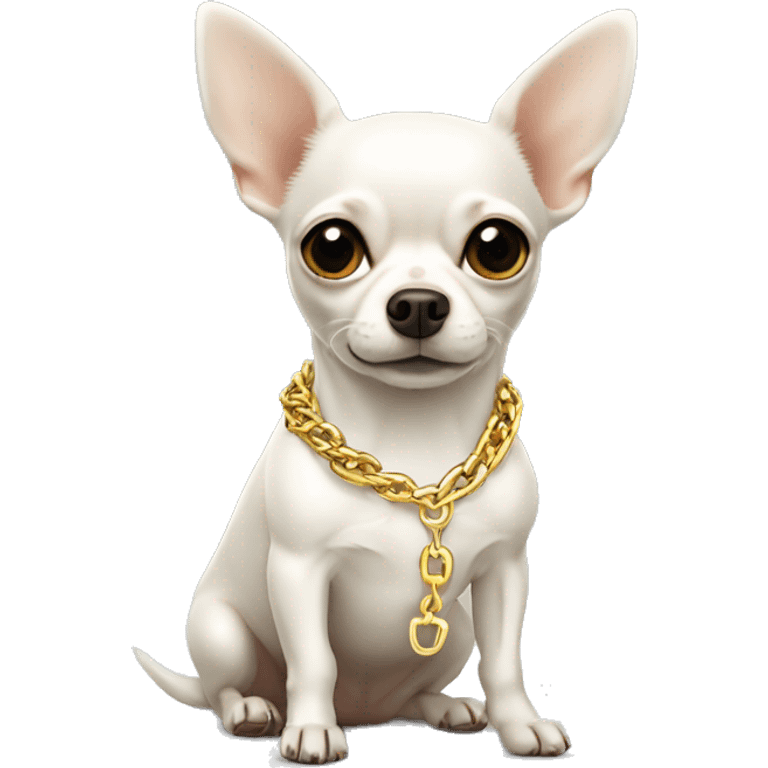 White chihuahua with gold chain emoji